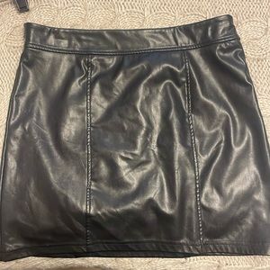 Black leather pencil skirt